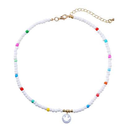 Fashion Cute Colorful Smile Face Pendant Resin Collarbone Chain