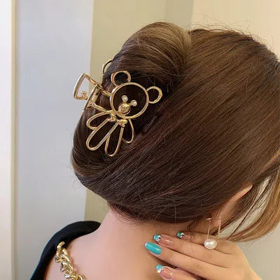 Fashion Cute Metal Bear Shaped Hair Clip Summer Large Size Hairpin