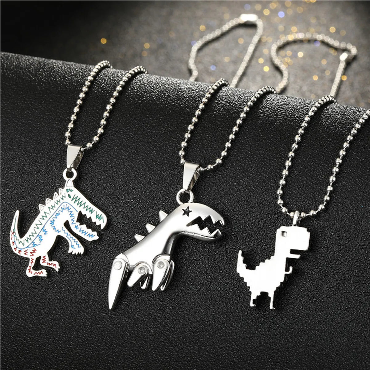 Fashion Cute Painted Small Dinosaur Alloy Necklace Wholesale