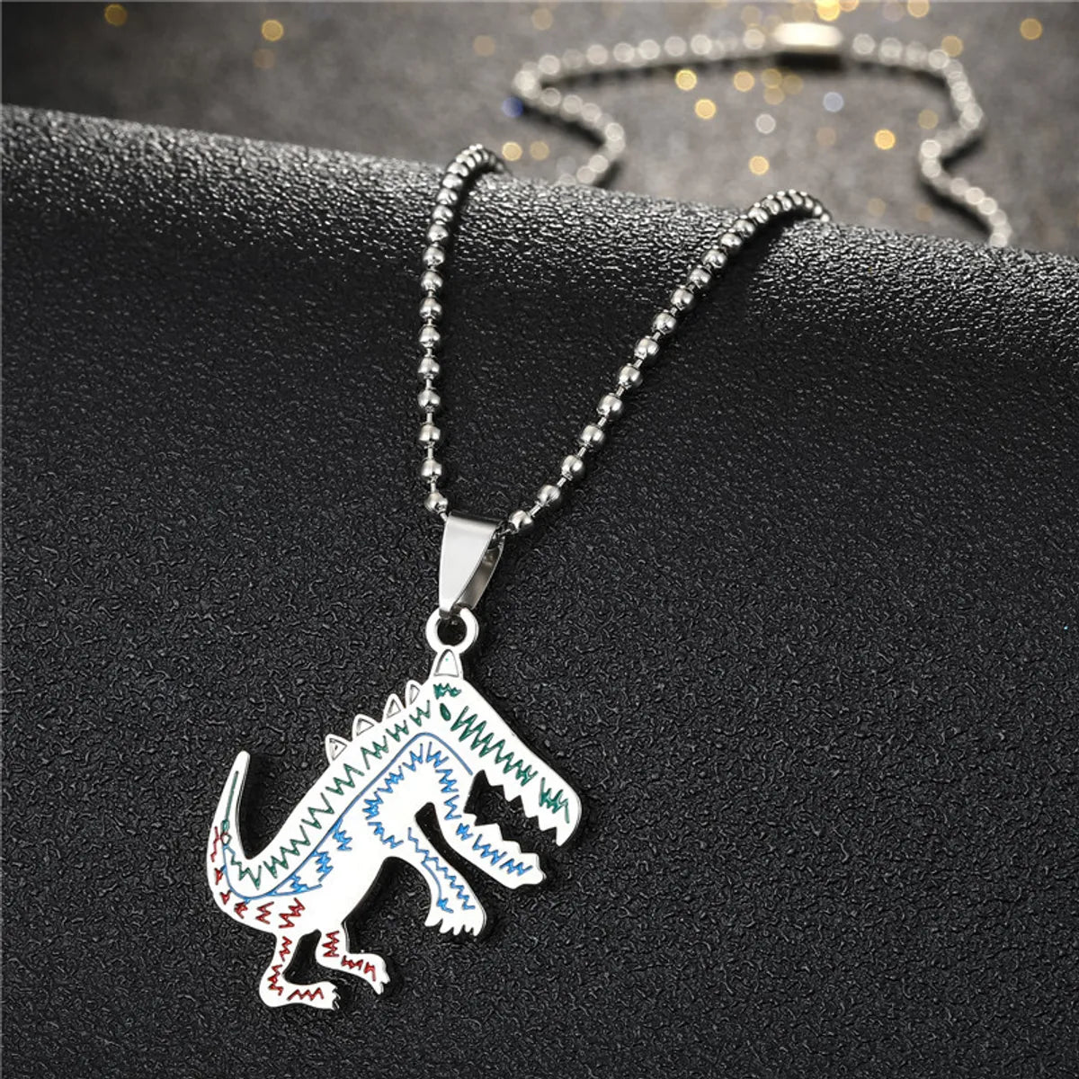 Fashion Cute Painted Small Dinosaur Alloy Necklace Wholesale