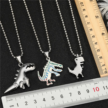 Fashion Cute Painted Small Dinosaur Alloy Necklace Wholesale