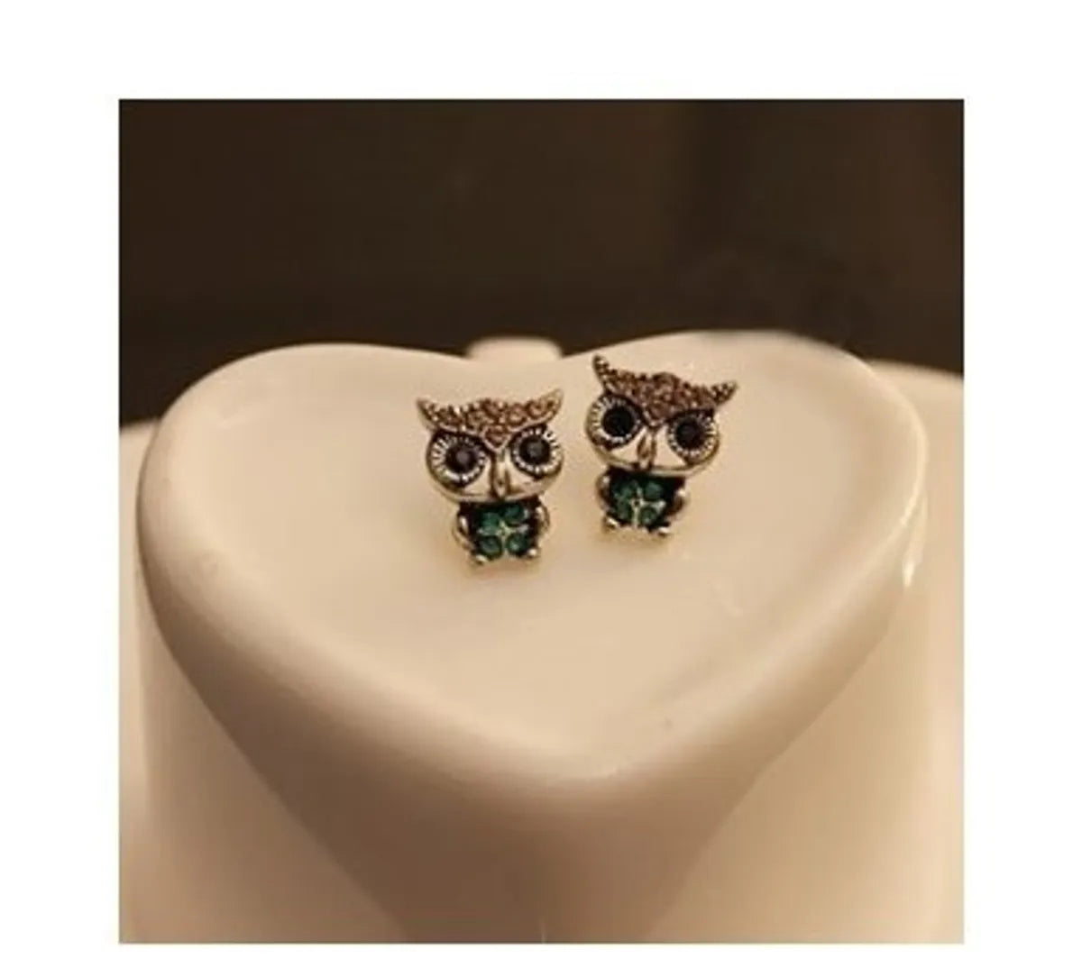 Fashion Cute Retro Diamonds Owl Stud Earrings Hollow Out Animal