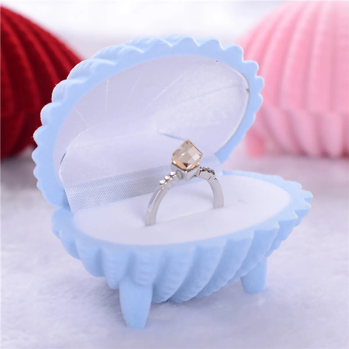 Cute Starfish Crown Shell Flannel Jewelry Boxes