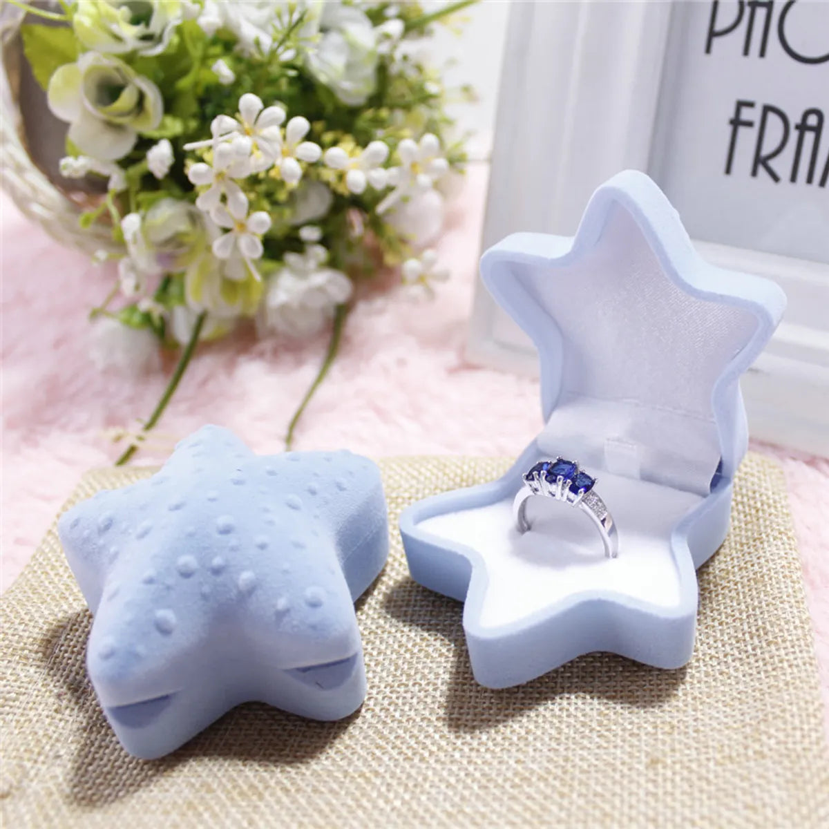 Cute Starfish Crown Shell Flannel Jewelry Boxes