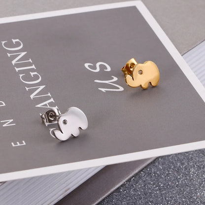 Korean Cute Fashion Titanium Steel Animal Baby Elephant Studs Stainless Steel Studs Boys And Girls Popular Ornament Wholesale