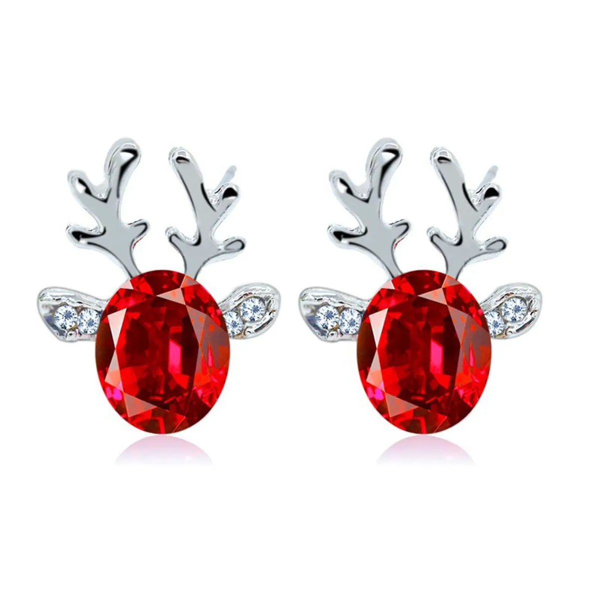 1 Pair Fashion Deer Enamel Alloy Rhinestones Ear Studs