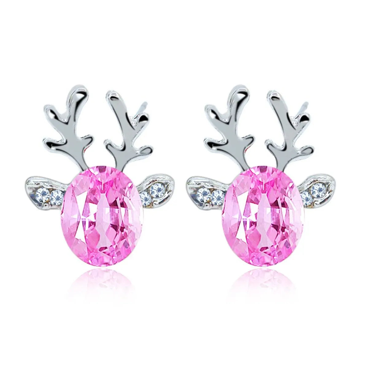 1 Pair Fashion Deer Enamel Alloy Rhinestones Ear Studs