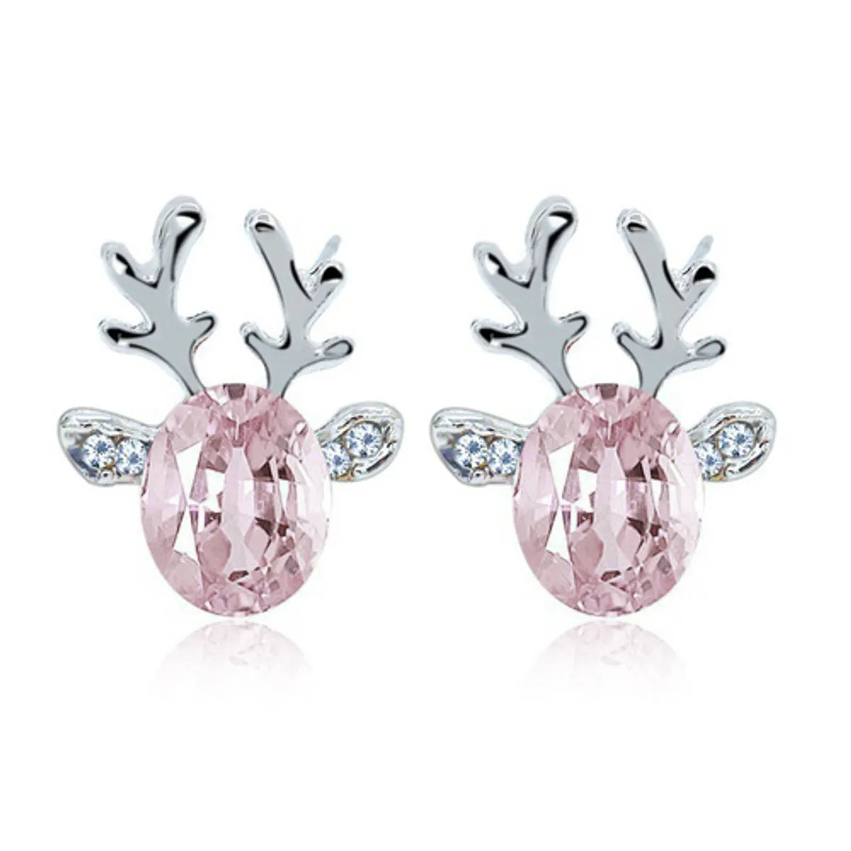 1 Pair Fashion Deer Enamel Alloy Rhinestones Ear Studs