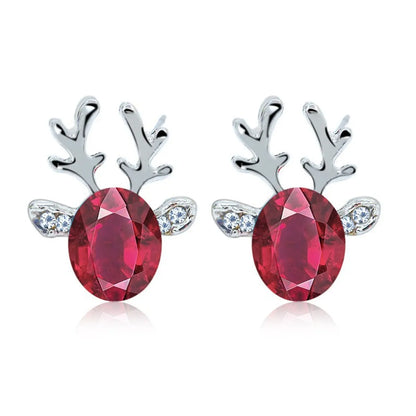 1 Pair Fashion Deer Enamel Alloy Rhinestones Ear Studs