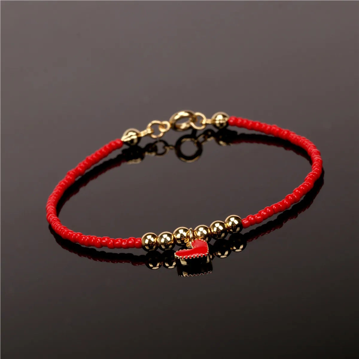 Fashion Design Heart-shaped Dripping Oil Beads Bracelet