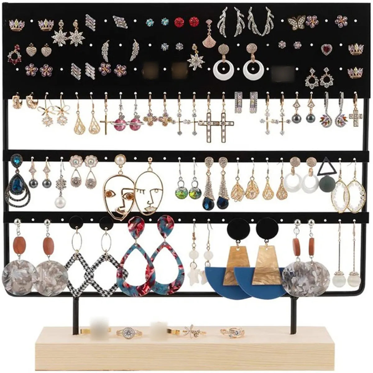 Fashion Detachable Wooden Base Earring 144 Hole Display Stand