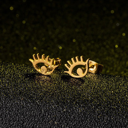 Simple Style Eye Plating Alloy No Inlaid Earrings Ear Studs