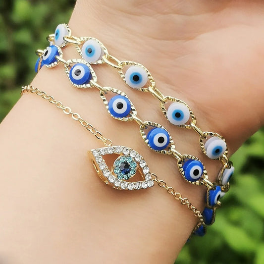 Fashion Devil's Eye Alloy Plating Inlay Rhinestones Women's Bracelets 1 Piece