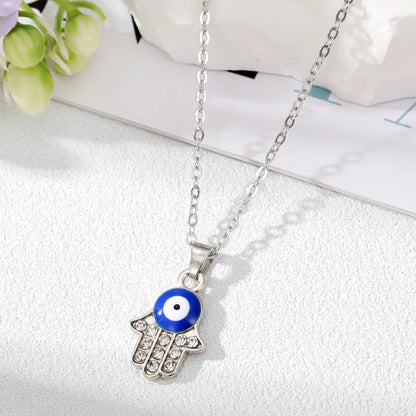 Fashion Devil'S Eye Alloy Plating Rhinestone Pendant Necklace 1 Piece