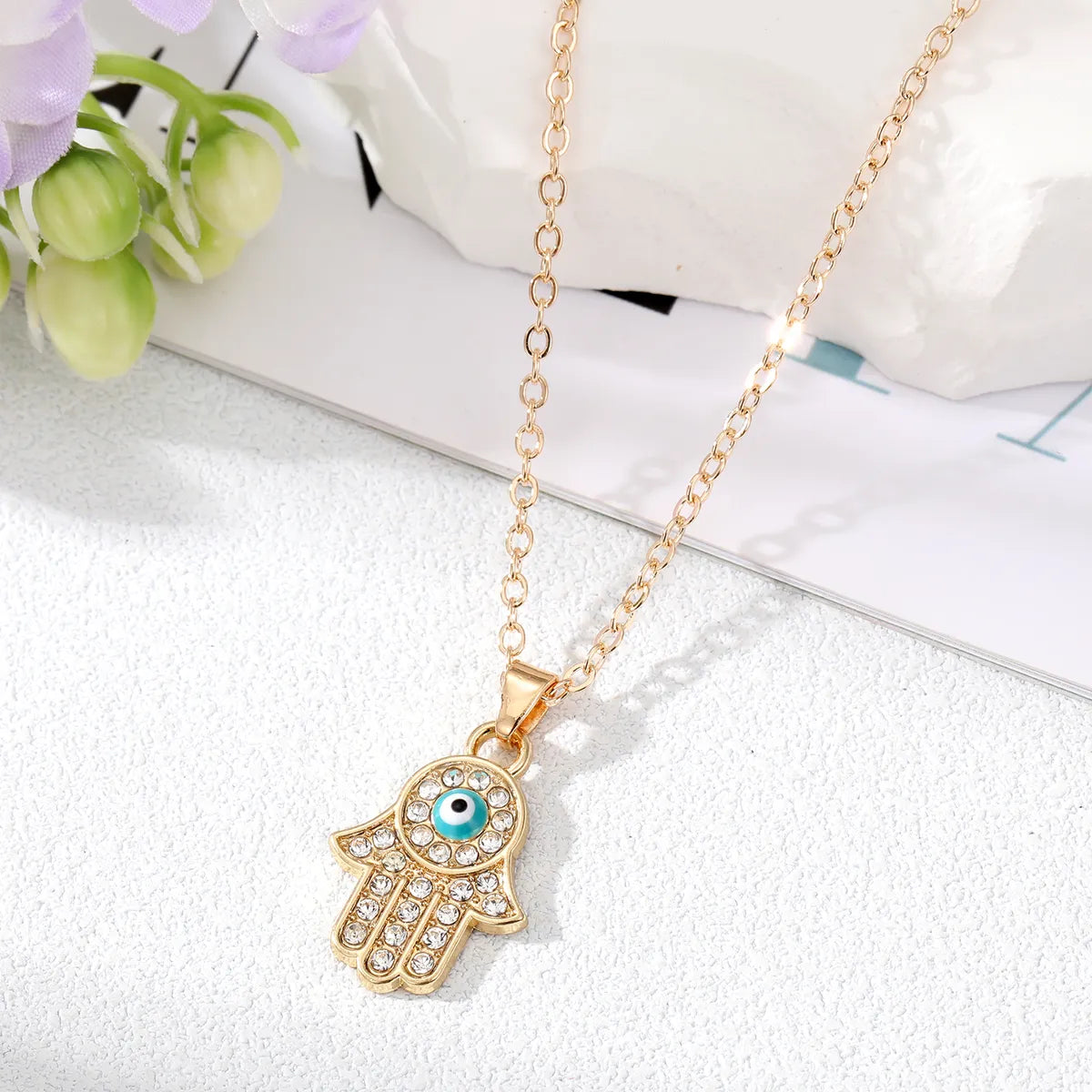 Fashion Devil'S Eye Alloy Plating Rhinestone Pendant Necklace 1 Piece