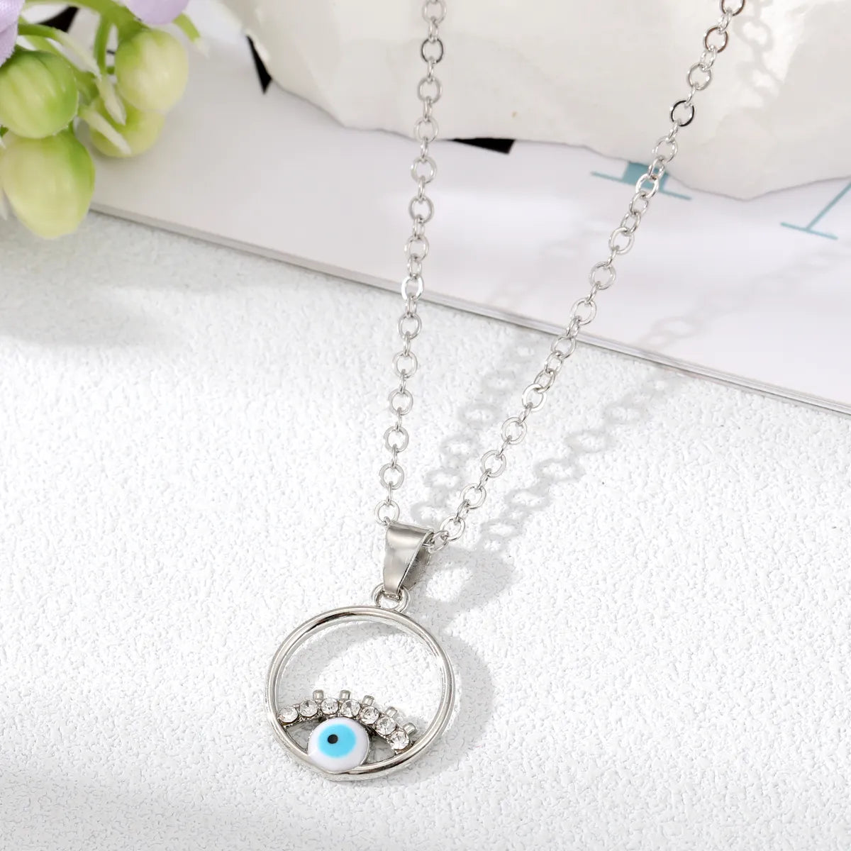 Fashion Devil'S Eye Alloy Plating Rhinestone Pendant Necklace 1 Piece