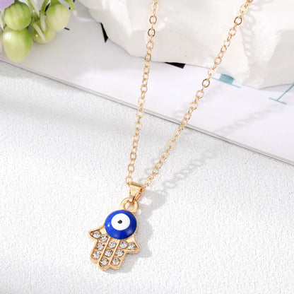 Fashion Devil'S Eye Alloy Plating Rhinestone Pendant Necklace 1 Piece