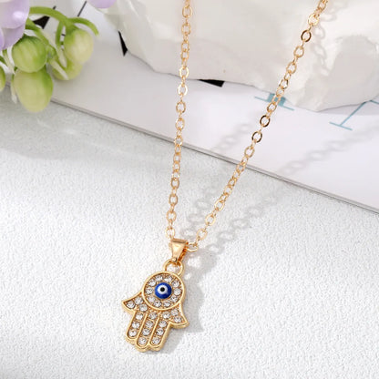 Fashion Devil'S Eye Alloy Plating Rhinestone Pendant Necklace 1 Piece