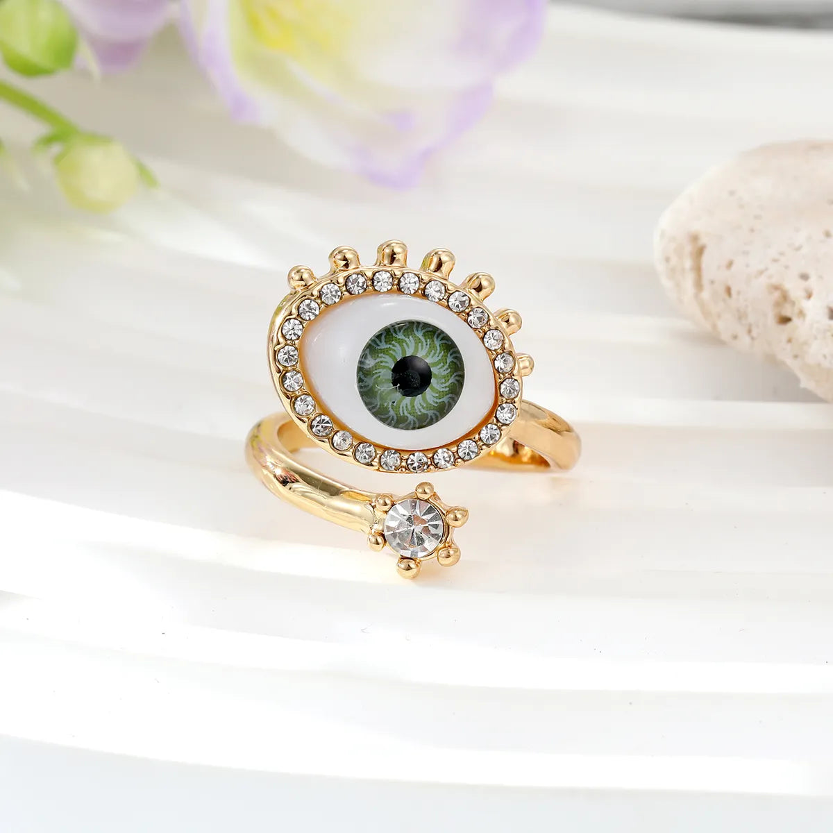 Fashion Devil'S Eye Alloy Resin Open Ring 1 Piece