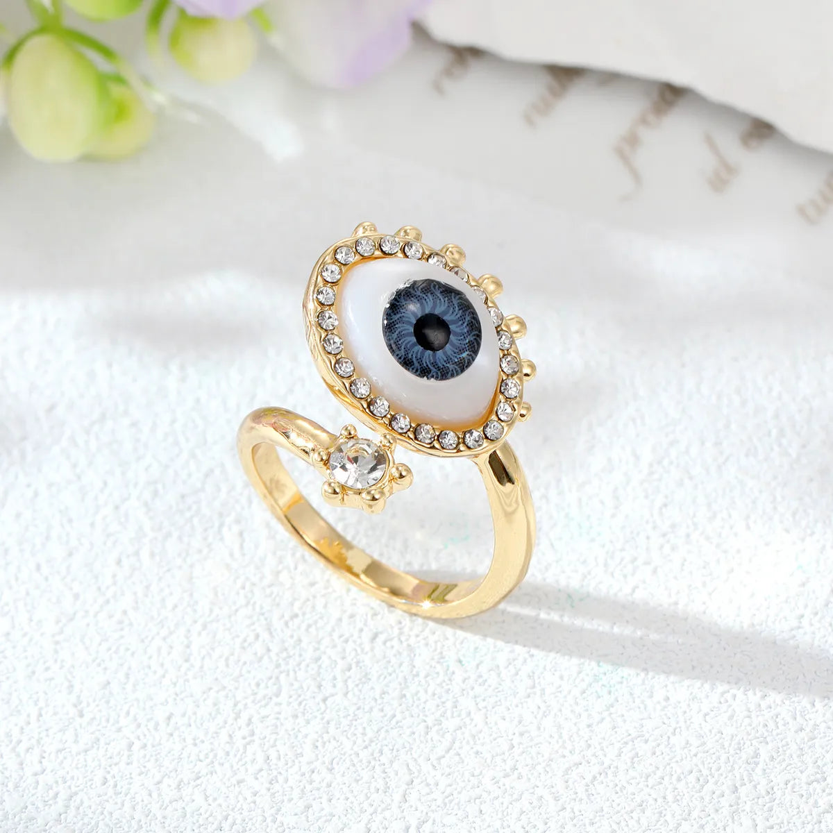 Fashion Devil'S Eye Alloy Resin Open Ring 1 Piece