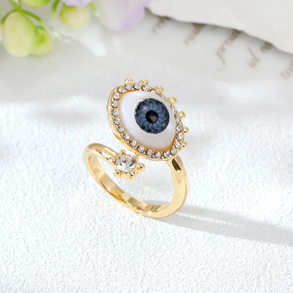 Fashion Devil'S Eye Alloy Resin Open Ring 1 Piece