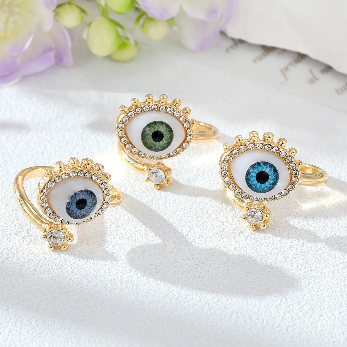 Fashion Devil'S Eye Alloy Resin Open Ring 1 Piece