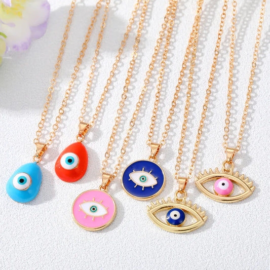 Fashion Devil's Eye Alloy Stoving Varnish Pendant Necklace 1 Piece