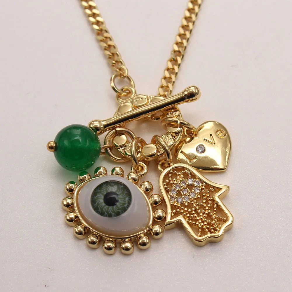 Fashion Devil'S Eye Copper Inlay Zircon Pendant Necklace 1 Piece