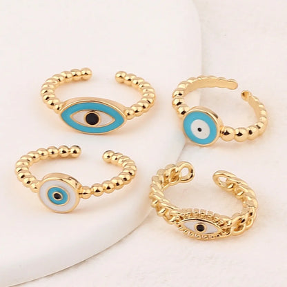 Fashion Devil's Eye Copper Open Ring Enamel Copper Rings