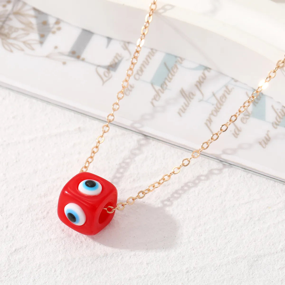 Fashion Devil'S Eye Dice Alloy Resin Women'S Pendant Necklace 1 Piece