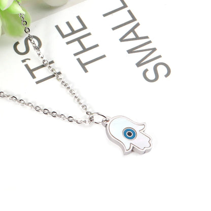 Fashion Devil'S Eye Hand Of Fatima Stainless Steel Plating Pendant Necklace