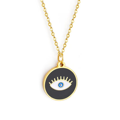 Fashion Devil'S Eye Hand Of Fatima Stainless Steel Plating Pendant Necklace