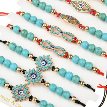 Fashion Devil'S Eye Heart Shape Alloy Inlay Turquoise Unisex Bracelets 1 Set