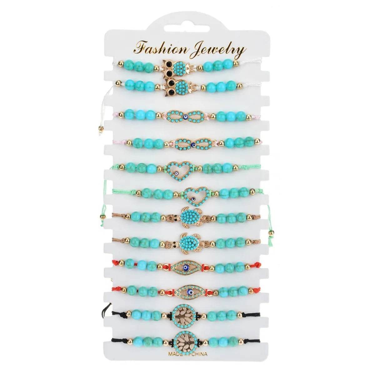 Fashion Devil'S Eye Heart Shape Alloy Inlay Turquoise Unisex Bracelets 1 Set