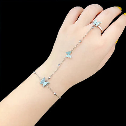 Fashion Devil's Eye Heart Shape Butterfly Titanium Steel Plating Bracelets