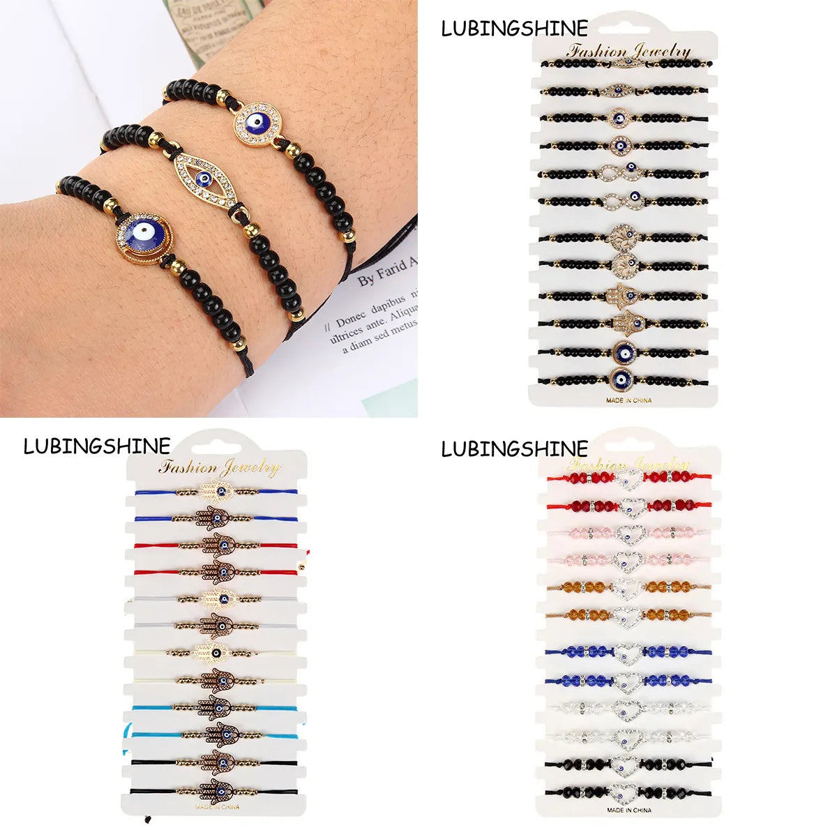 Fashion Devil's Eye Palm Alloy Inlay Rhinestones Women's Bracelets 1 Set