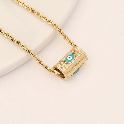 Fashion Devil's Eye Stainless Steel Enamel Turquoise Necklace