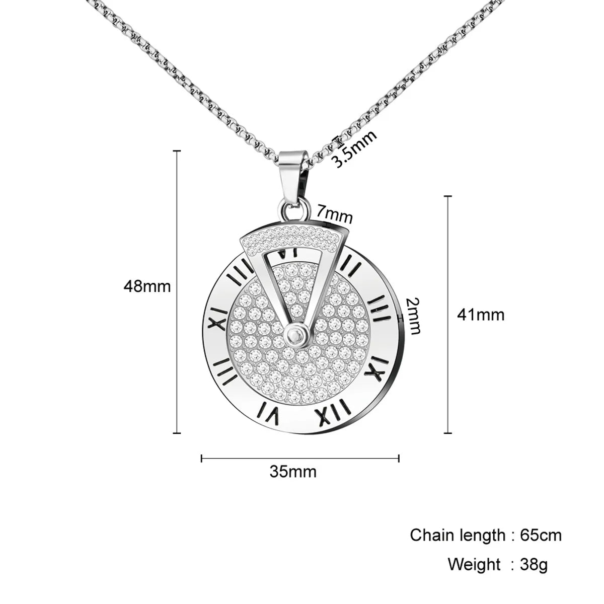 Fashion Dial Stainless Steel Necklace Plating Rhinestones Stainless Steel Necklaces