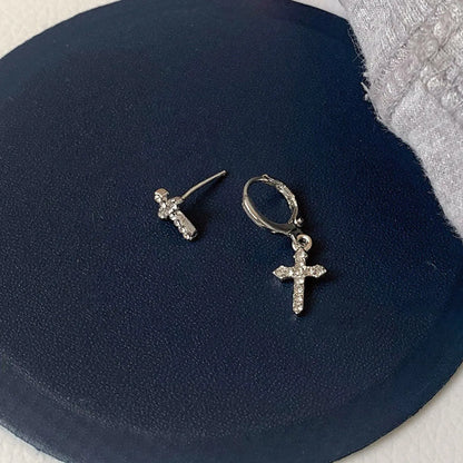 Fashion Diamond Asymmetric Cross Earrings