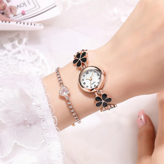 Fashion Diamond Bracelet Watch Women'S College Wind Compactgorls Student Water Diamond British Bracelet Watch Nihaojewelry Wholesale