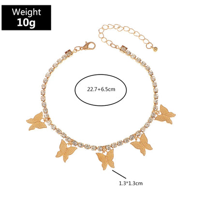 Fashion Diamond Butterfly Anklet Wholesale