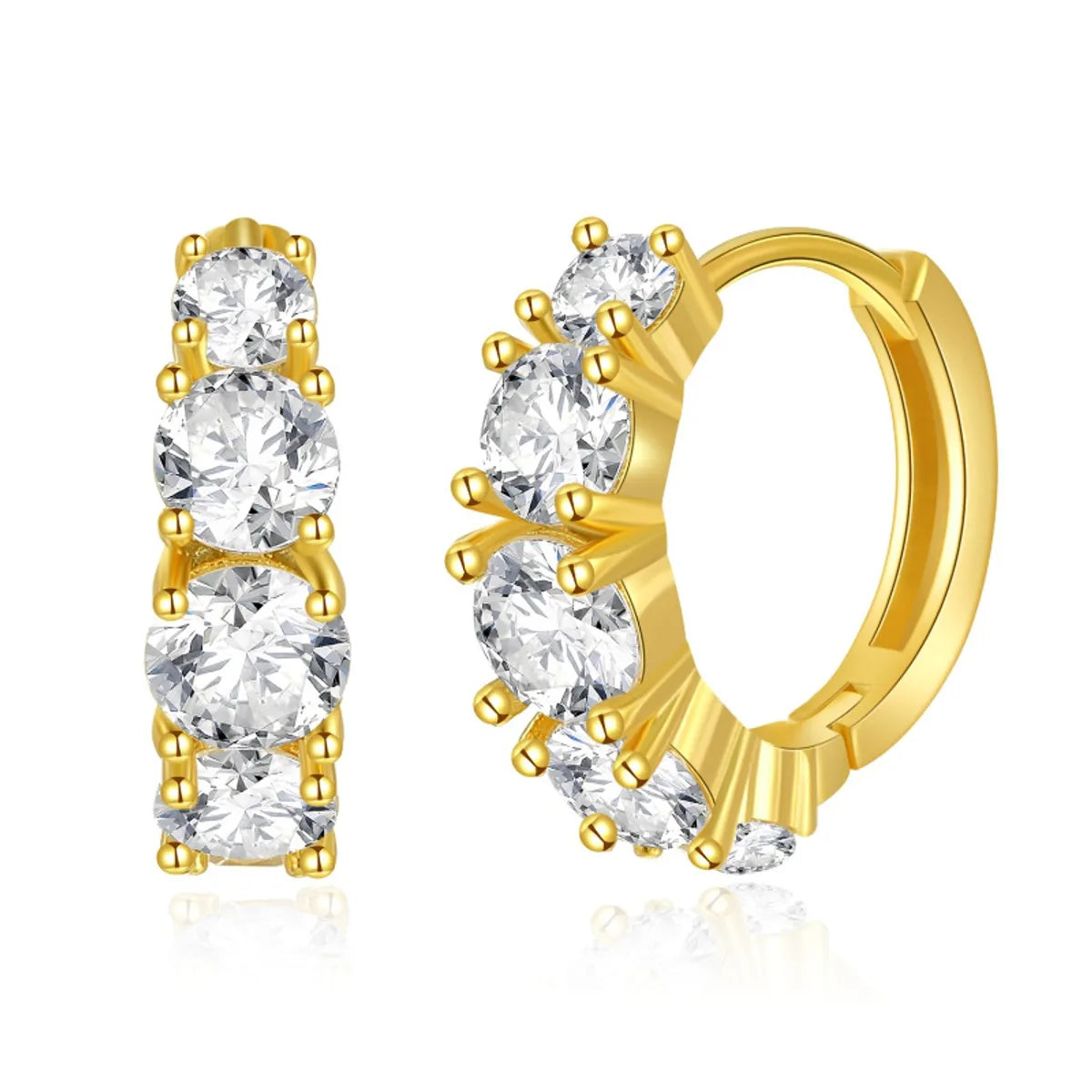 European And American Retro Foreign Trade New 18k Gold Plated Small Ear Ring Fall Winter Fashion Zircon Affordable Luxury Style Earrings For Women