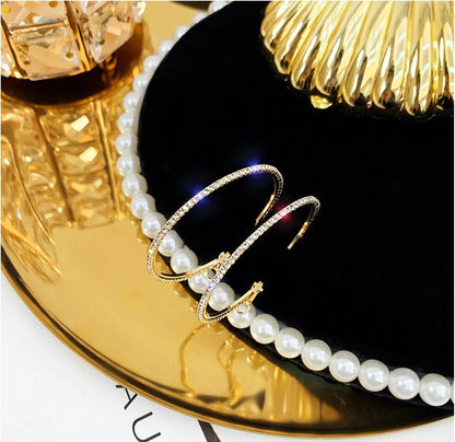 1 Set Fashion Oversized Circle Diamond Rhinestone Artificial Rhinestones Earrings