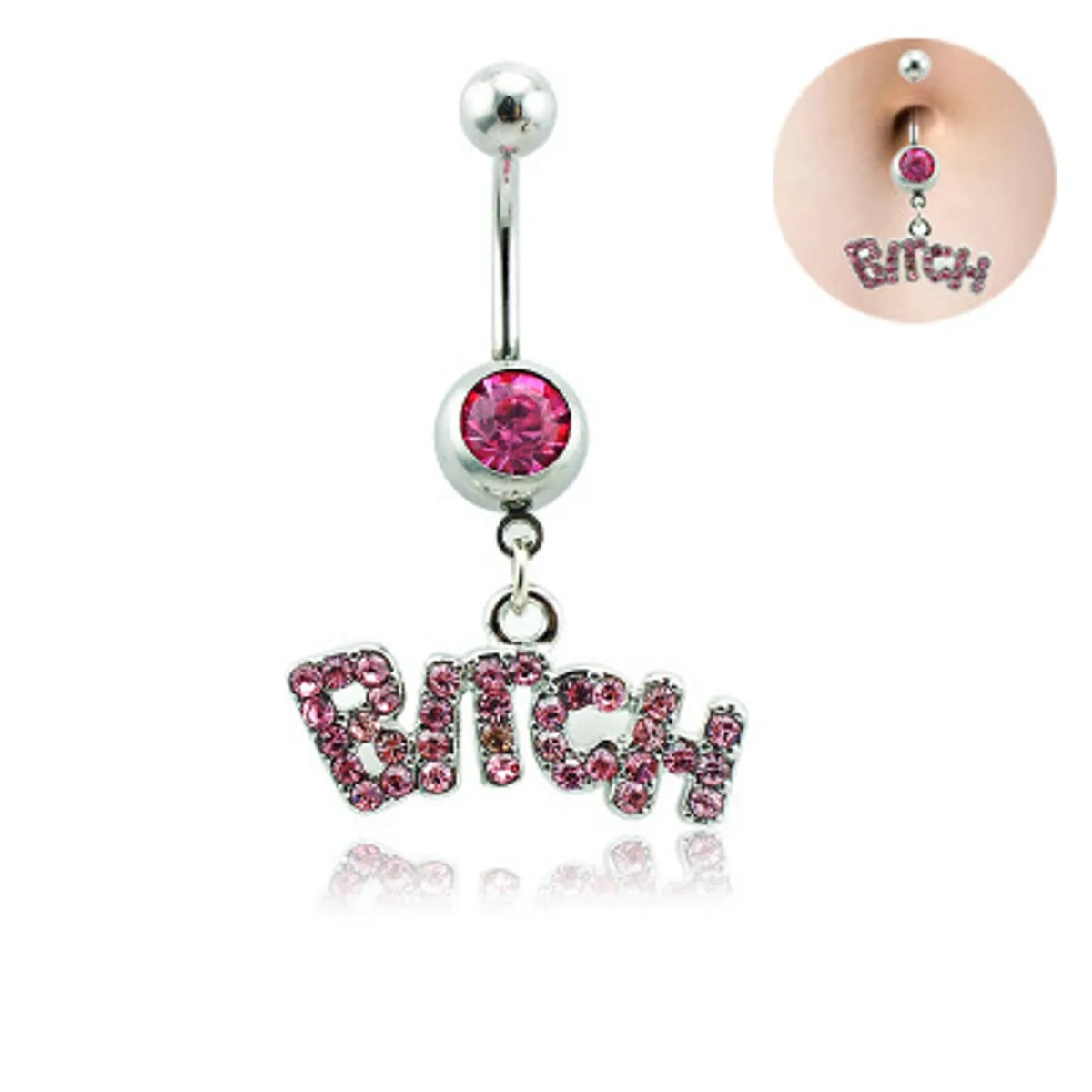 Fashion Letter Alloy Diamond Belly Ring