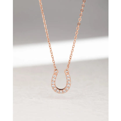 Fashion Diamond Horseshoe S925 Silver Necklace Simple Female Short Necklace Wholesale