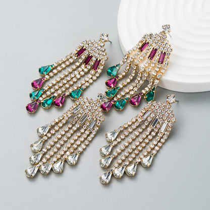 Fashion Diamond-Studded Acrylic Tassel Earrings Drop Earring