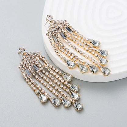 Fashion Diamond-Studded Acrylic Tassel Earrings Drop Earring