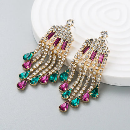 Fashion Diamond-Studded Acrylic Tassel Earrings Drop Earring