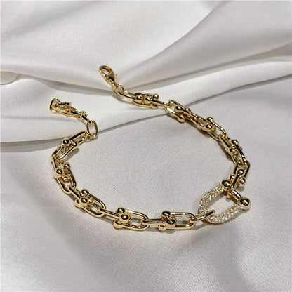 Fashion Diamond Zircon New Metal Texture Alloy Bracelet