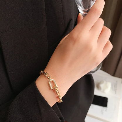 Fashion Diamond Zircon New Metal Texture Alloy Bracelet